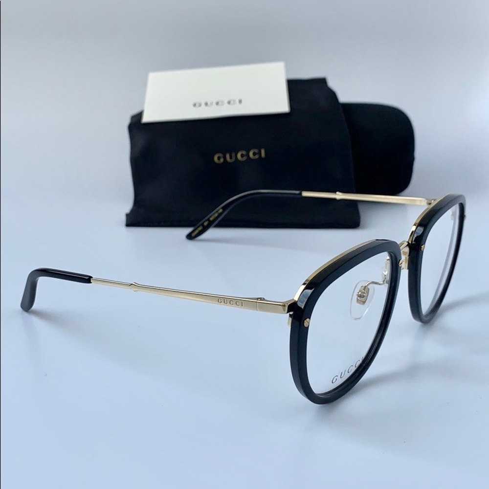 Gucci Unisex Eyeglasses GG0675O 001 Black/Gold - Picture 2 of 7